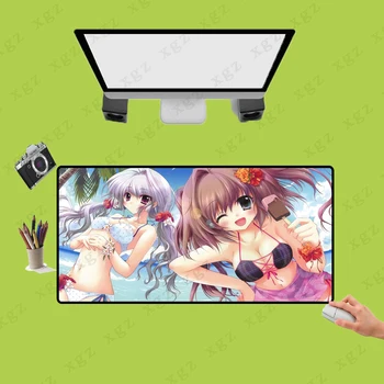 

XGZ Anime Two Girls Sexy Large Gaming Mouse Pad Rubber PC Computer Gamer Mousepad Desk Mat Locking Edge for CS GO LOL Dota