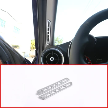 

For Alfa Romeo Giulia 2017-2020 ABS Chrome A Pillar AC Vent Outlet Frame Cover Trim 2pcs Car Accessories
