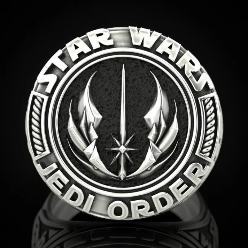 Retro Vintage Silver Plated Star Wars Jedi Order Lettering Bow Ring Men Women Punk Party Jewelry Accessories Gift | Украшения и