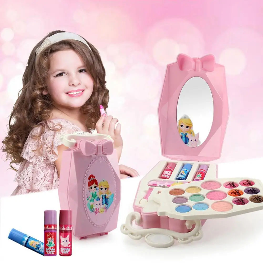 

Kids Makeup Set Fairy Tale Design Multi-Layer Makeup Case Cosmetic Set Palette Girls Pretend Play Dress Up Princess Toy