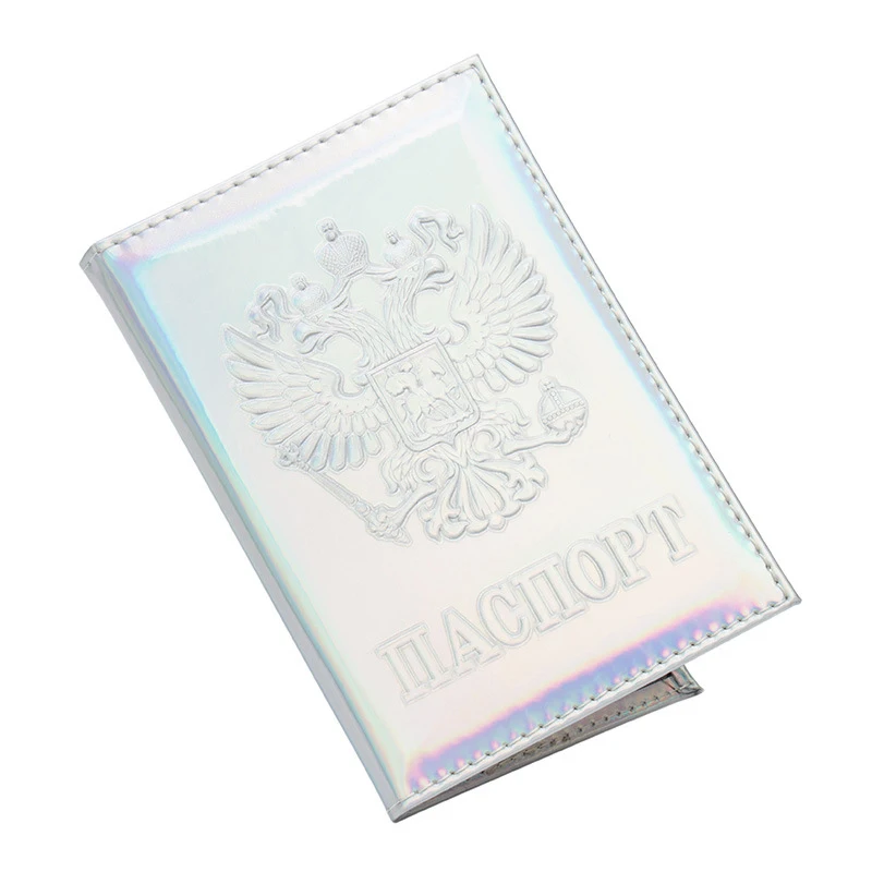 Российский зеркальный мягкий серебристый модный Международный стандартный размер Обложка для паспорта водонепроницаемый твердый кожзаменитель подходит для всех - Цвет: Серебристый