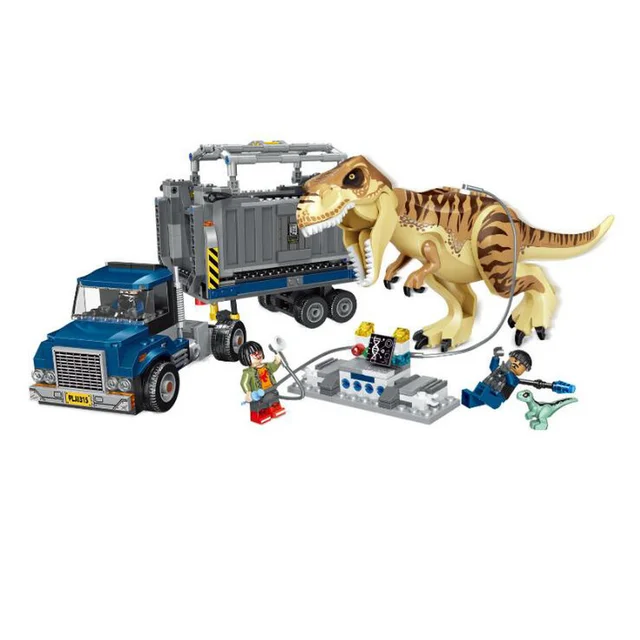 2021 Jurassic World T Rex Transport Truck Dinosaur Tyrannosaurus Rex Model Building Blocks Toys Bricks Compatible