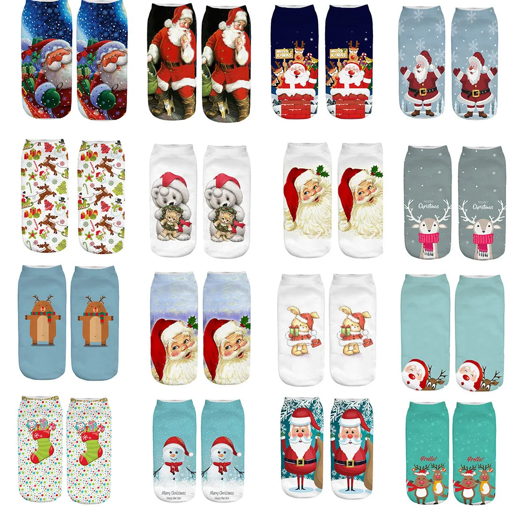 Рождественские носки унисекс рождественские носки Санта Клаус Рождественский подарок Короткие смешные носки chaussette femme hiver