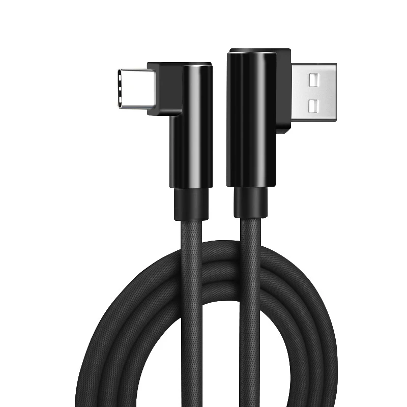 1 м 2 м 3M usb type C 90 градусов USB C кабель для samsung Galaxy huawei Honor XiaoMi RedMi USB C кабель передачи данных для быстрой зарядки 3,0 3,1 - Цвет: Черный