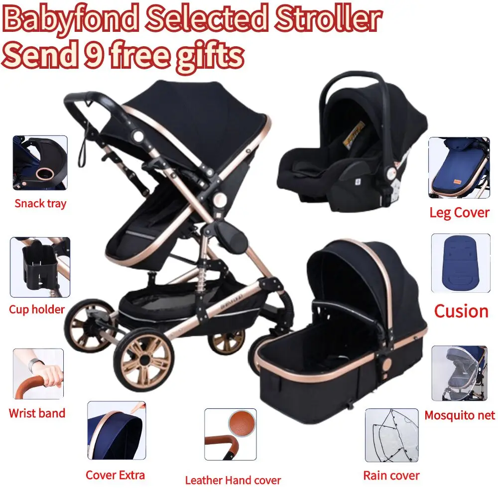 Babyfond детская коляска Высокая Ландшафтная Детские коляски 3 в 1 с автомобильным