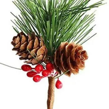 

10pc Christmas Red Berry And Pine Cone Picks With Holly Branches Floral Decor