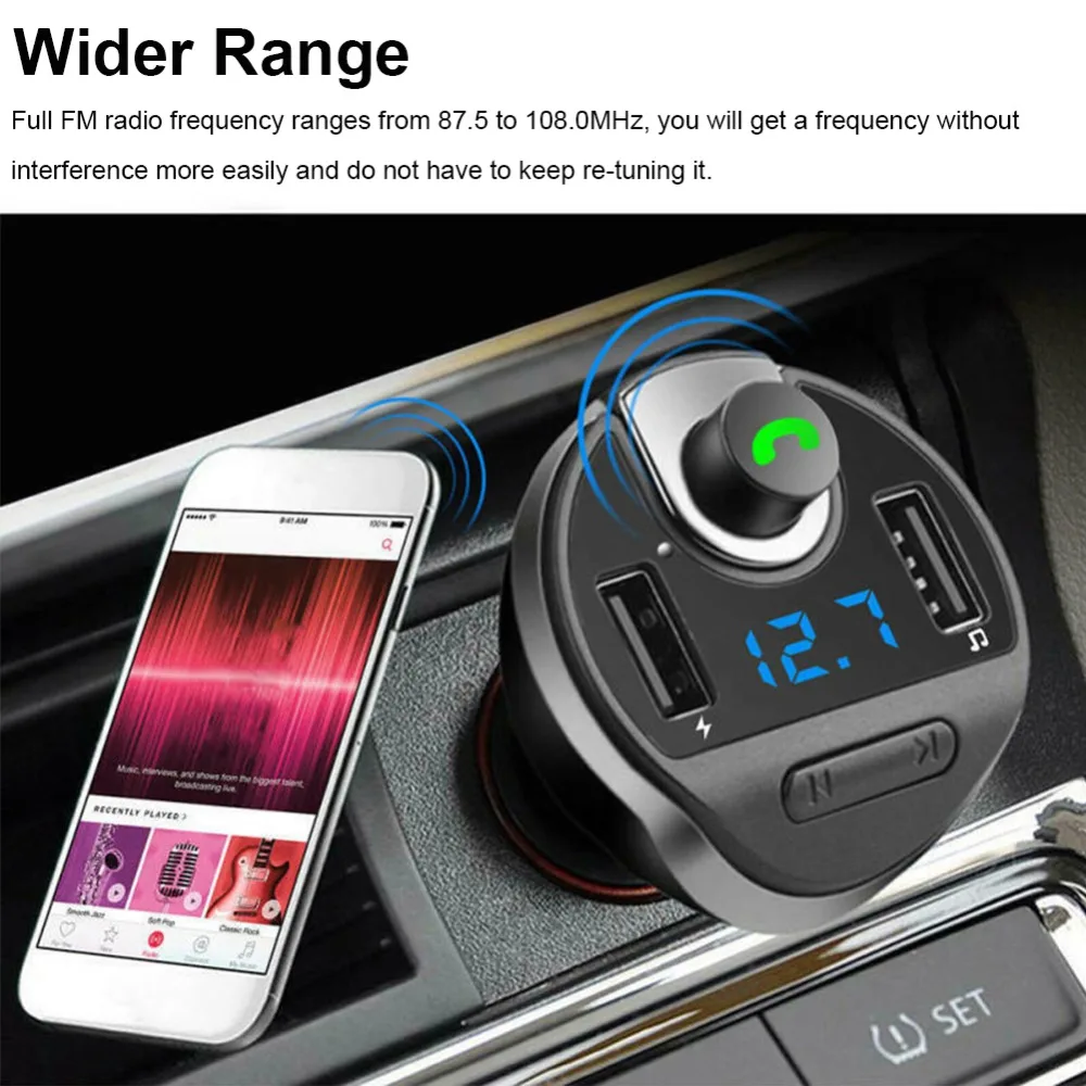 Беспроводной автомобильный Bluetooth fm-передатчик MP3 радио адаптер автомобильный прикуриватель USB зарядное устройство
