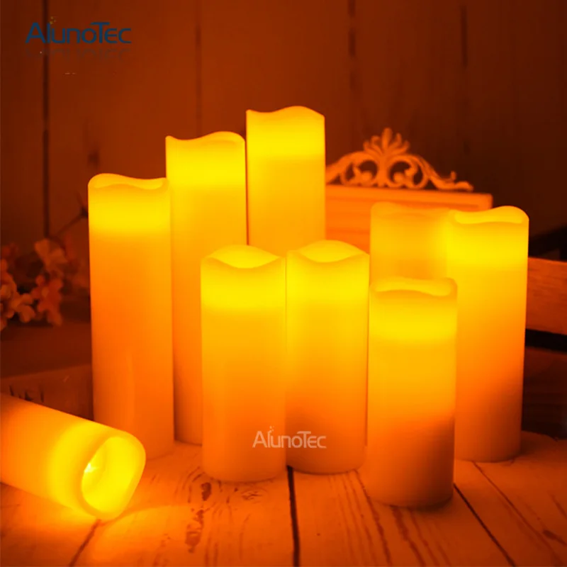 

9Pcs Battery Operated Flameless LED Pillar Candles Flickering Electric Decorative Light Lantern Christmas Party Wedding Decorati