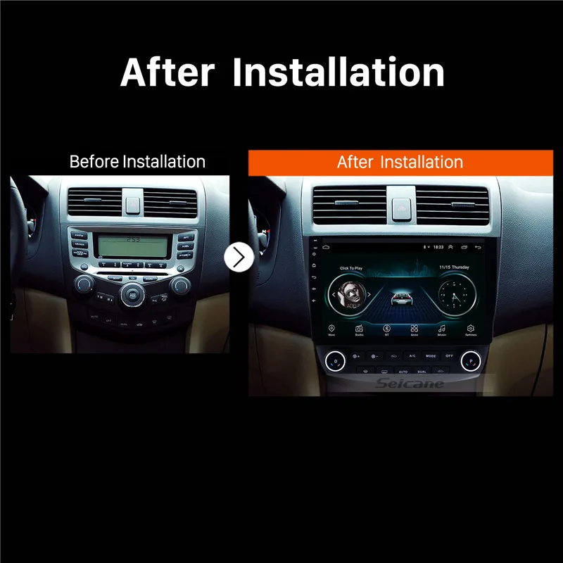 Cheap Seicane 10.1" 1024*600 4-core 2DIN Android 8.1 Car Unit Radio GPS Navi Player For 2003-2006 2007 Honda Accord 7 Vehicle Stereo 5
