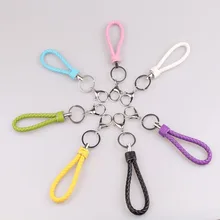 Креативные конфеты ручной работы цветной ткацкий кожаный веревочный брелок для мужчин и женщин автомобильный мешок Универсальные Металлические Подвески с ключиками