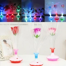 Светодиодный светильник из оптоволокна цветок ваза с лилиями ночник украшения красочные