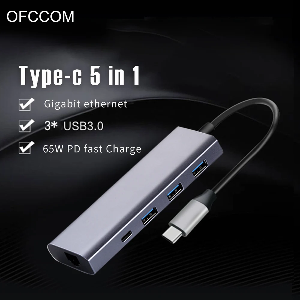 Док станция OFCCOM USB Все в одном адаптер 3 0 RJ45 PD для MacBook Windows Lenovo Samsung Type C HUB|USB-хабы| |
