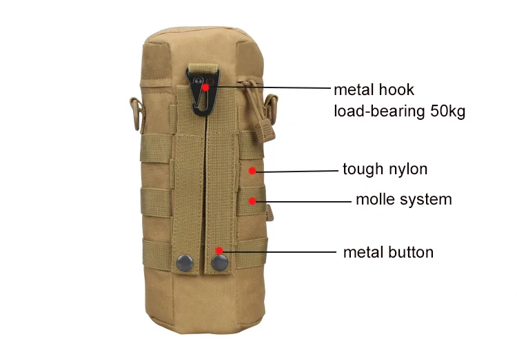 Открытый путешествия нейлоновый мешок бутылки воды Тактический Molle сумка на молнии с плечевым ремнем PackBag чайник для кемпинга альпинизма Пешие прогулки