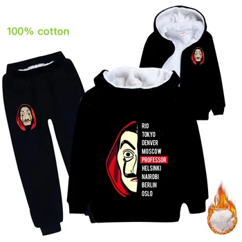

New Money Heist Velvet coat The House of Paper La Casa De Papel T Shirt child Summer Casual Dali Mask Casa De Papel Warm suit