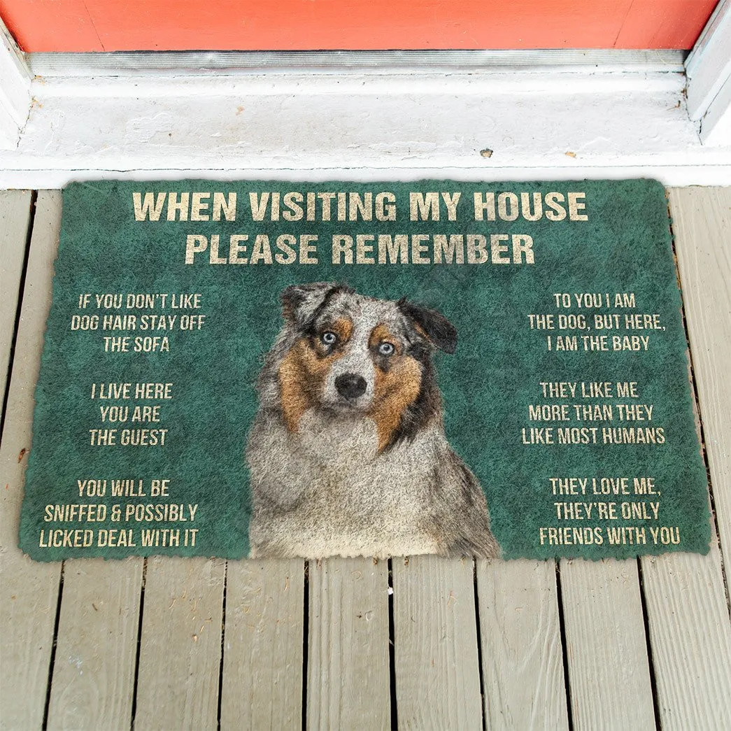 3D Please Remember Australian Shepherd Dog's House Rules Doormat Non Slip Door Floor Mats Decor Porch Doormat