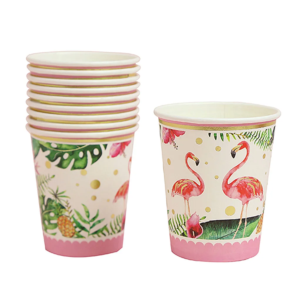 10pcs Tropical Flamingo Paper Disposable Cups Baby Shower Party Table Decoration