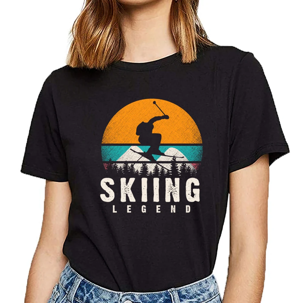 

Tops T Shirt Women apres ski skiing legend wintersport outfit Funny White Custom Female Tshirt