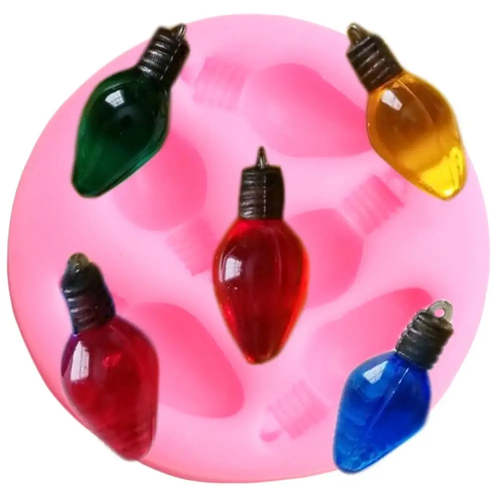 

Lightbulbs Silicone Mold Christmas Cupcake Topper Fondant Mold Cake Decorating Tools Jewelry Clay Candy Chocolate Gumpaste Molds