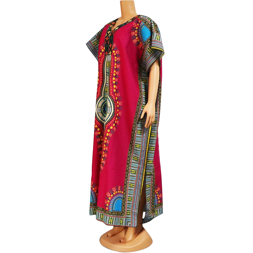 

2020 New Arrival African Dashiki Floral Print 100% Cotton Modern Summer Mama Maxi Dress