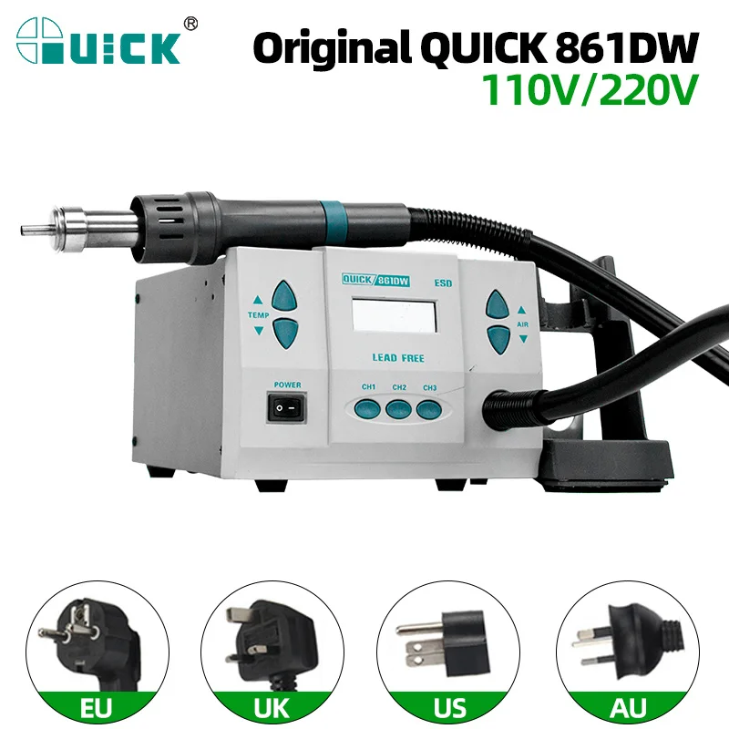 

QUICK 1000W Original 861DW heat gun lead-free hot air welding station hairdryer soldering Hot Air Rework Station hot air gun