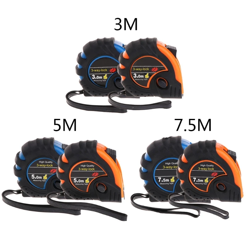3m 5m Retractable Tape Measure 3-Way-Lock Metric Rubber Measuring Tape Rule Tape Measure Measuring Tape Measuring Ruler