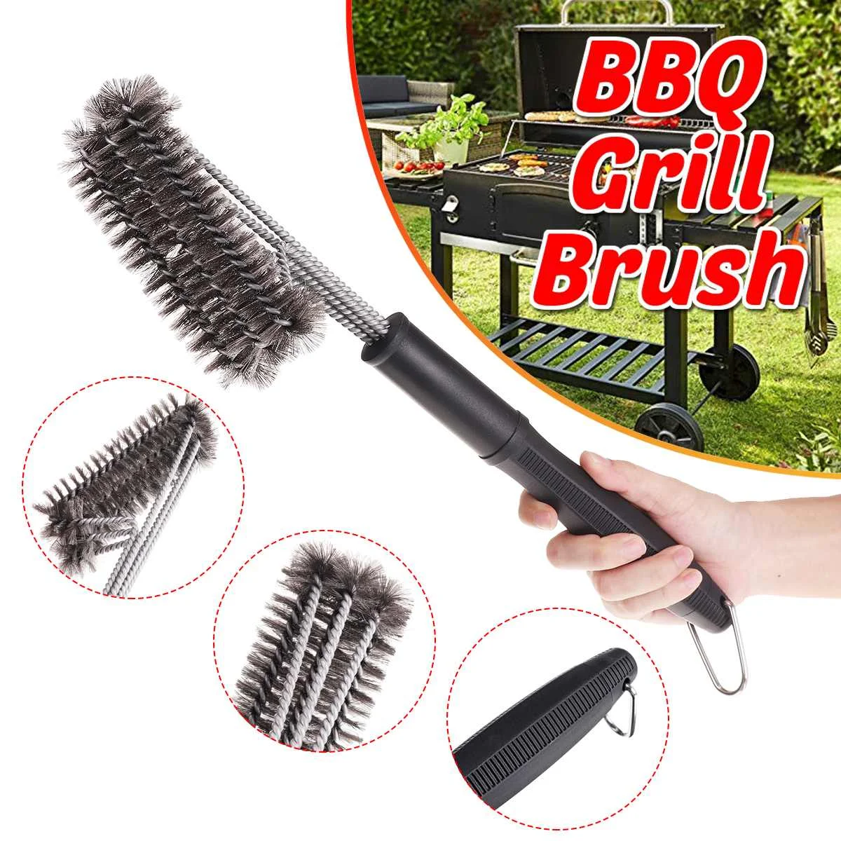 Stainless Steel BBQ Grill Brush Barbecue Kit Cleaning Brush BBQ tool