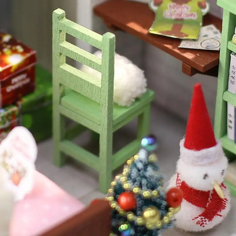 Мини деревянное Рождественское украшение DIY Кукольный дом С Пылезащитным листом деревянная миниатюрная кукольная мебель набор игрушек для детей