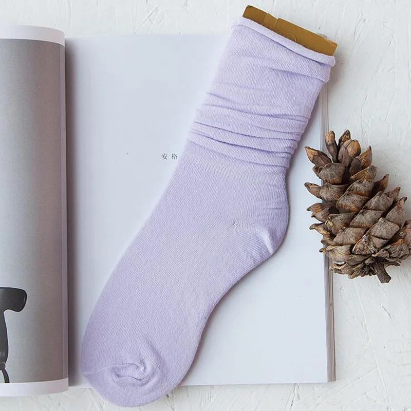 DT110 Light Purple Ретро-носки, женские, повседневные, Meias, женские, трикотажные, хлопковые, Осенние, Calcetines Mujer, телесные, черные, зеленые, винные, красные, винтажные, для девочек QMH - Цвет: DT110 Light Purple