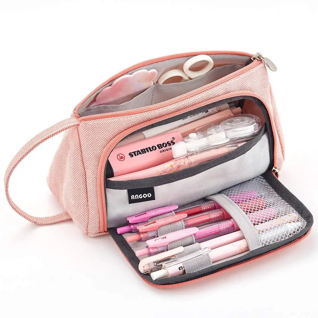 

A Pencil Case Multi-functional Large-Volume Cosmetic Bag Candy-Colored Cotton Linen Korean-style Simple Stationery Pack Hipster