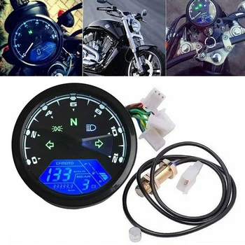 

Motorcycle 12000Rmp LCD Digital Odometer Speedometer Tachometer 4 Cylinder Oil Level Meter Modern Universal
