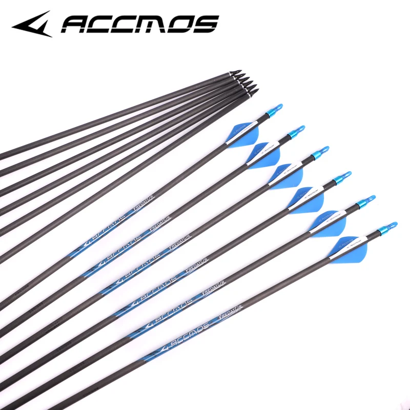 Pack of 12 evercatch Carbon Archery Arrows Spine 340/400 with Removable Tips Arrows for Compound Bow 