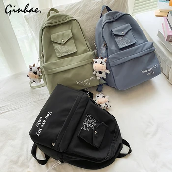 

Preppy Style School Bag For Teenage Girls Waterproof Nylon Backpacks Cute Cartoon Printing Children Book Bags Multi Pocket Bolsa