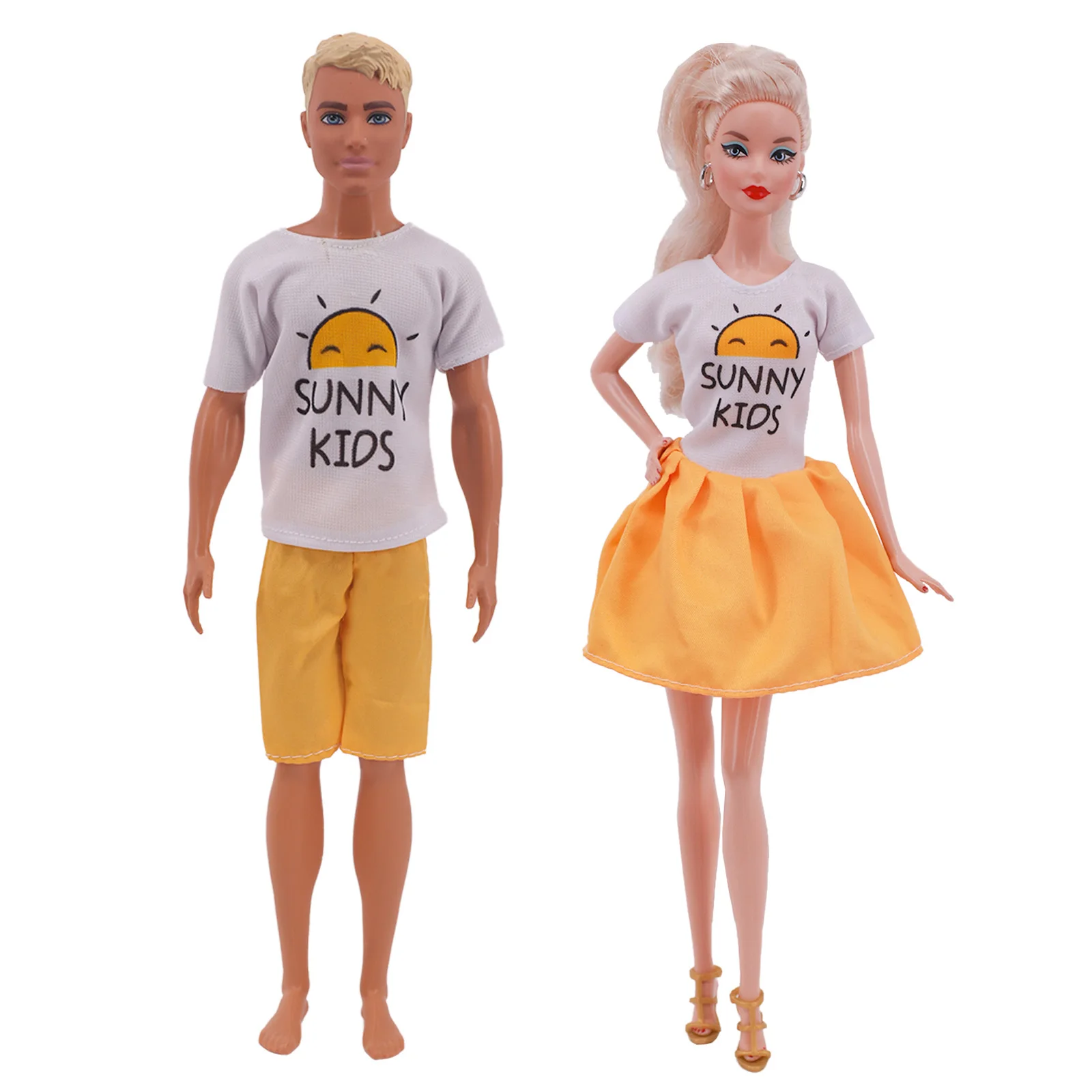 Barbie Doll Clothes Doll Clothes Accessories Doll Clothes Doll Accessories 2pcs Couple Outfit Doll Clothes Dress Shirt Denim Grid Skirt Daily Casual Wear For Ken&Barbis