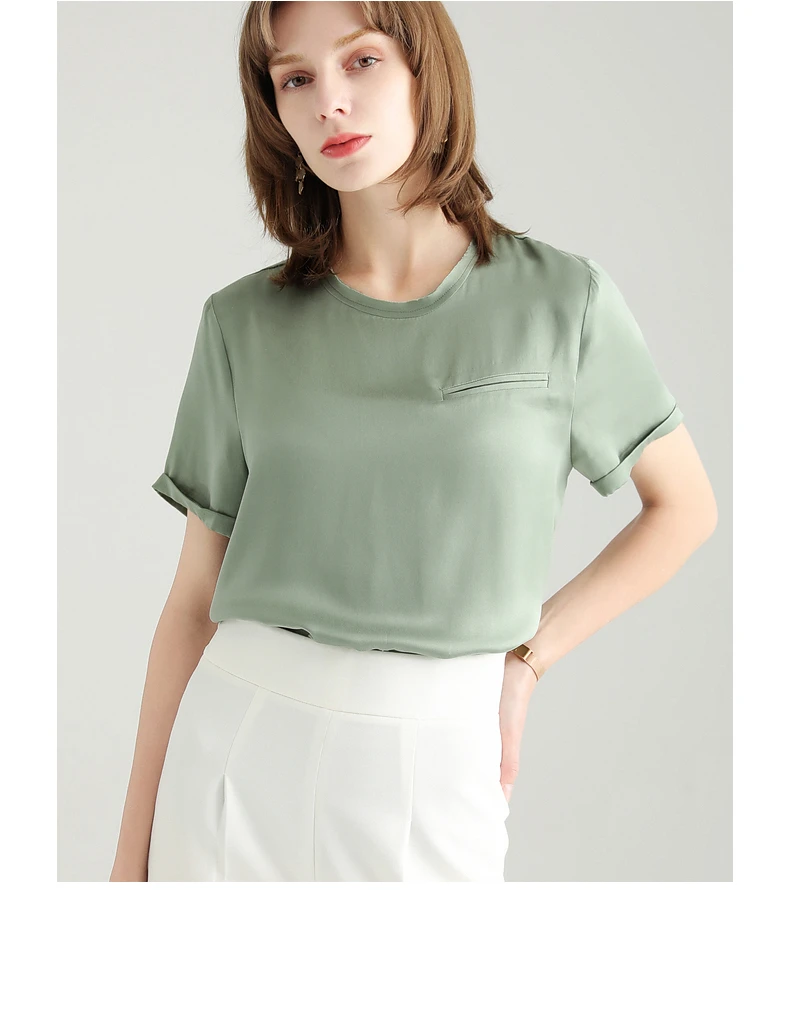 SuyaDream Women Solid T Shirt 100%Silk Satin O Neck Short Sleeves Chic Shirt 2021 Spring Summer White Silk Top SuyaDream Women Solid T Shirt 100%Silk Satin O Neck Short Sleeves Chic Shirt 2021 Spring Summer White Silk Top