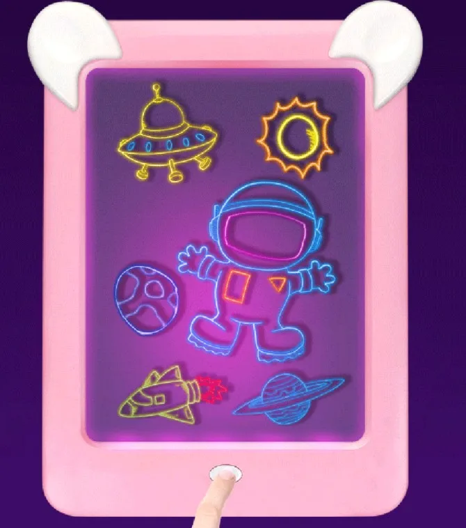 3D волшебный коврик детский игрушечный светодиодный светильник доска для рисования планшет Искусство ремесло - Цвет: Розовый