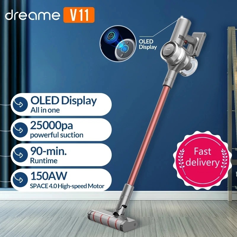 Dreame V11 ручной Беспроводной пылесос OLED Дисплей Портативный беспроводные 25kPa все в одном пылесборник очиститель пола ковра