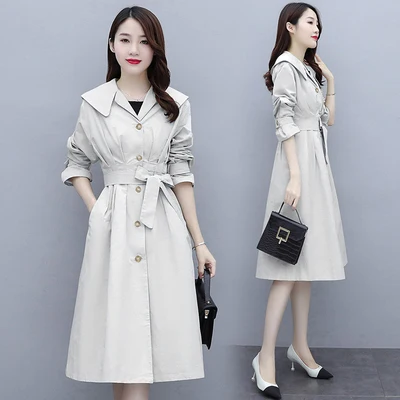 Design Office Lady Windbreaker Trench Coat For Women Brand Designer Clothes Womens Overcoat High Quality Long Coats | Женская одежда