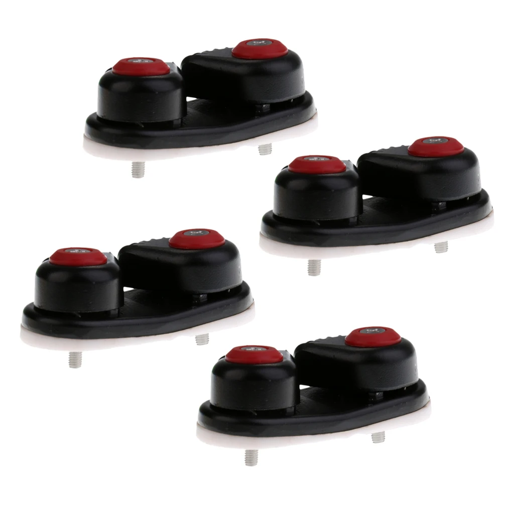 ABS Plastic 2 Row Ball Bearing Composite Cam Cleat - 4 Pieces, Black
