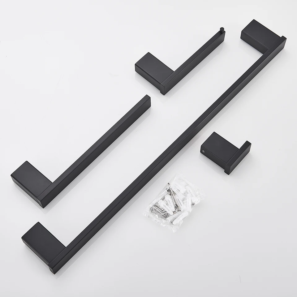 Bathroom Hardware Set Black Robe Hook Towel Rail Towel Rack Tower Bar Shelf Tissue Paper Holder Bathroom Accessories Wall Mount paper towel holder toilet paper holder towel hook bathroom hardware set bathroom hardware accessories clothes hook