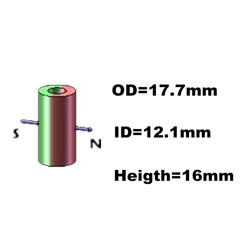 Диаметр Неодимового магнитного кольца. 17,7x12,1x16 N44 прецизионные сильные неодимовые постоянные редкоземельные магниты 500 шт