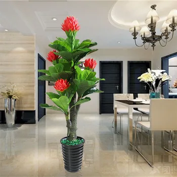 

artificial plants 170cm 4 forks lucky strike auspicious Guanyinlian bonsai greenery potted plastic flower Home decor fake plants