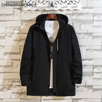 

Season Man Plus Fat Plus Size With Cap Jacket Shirt Male Fat Man Medium Length Money Leisure Windbreaker Coat