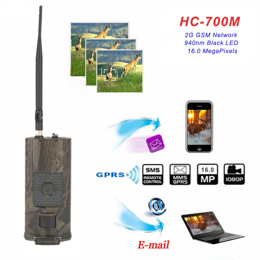 HC-700M 2G GSM Trail камера инфракрасная камера ночного видения охотничья камера 16MP 1080P игровая камера дикой природы с PIR датчиком