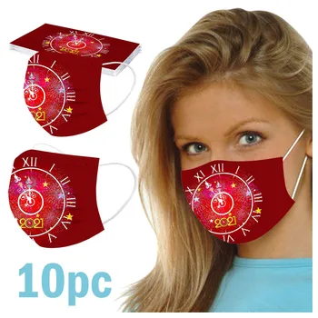 

10pc Adult 2021 New Years Mask Disposable Non-woven Masks 3 Ply Breathable Facemasks Non-woven Protection mascarilla