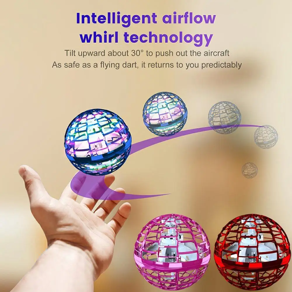 YUSOUWEY Juguete Volador Que Reproduce Magia con tecnología Flynova Flying Orb Ball Flynova Pro Hand Spinner Drones Ball Boomerang Fly Spinners Soring Fly Orb Nova Blue Hover UFO Drone Space