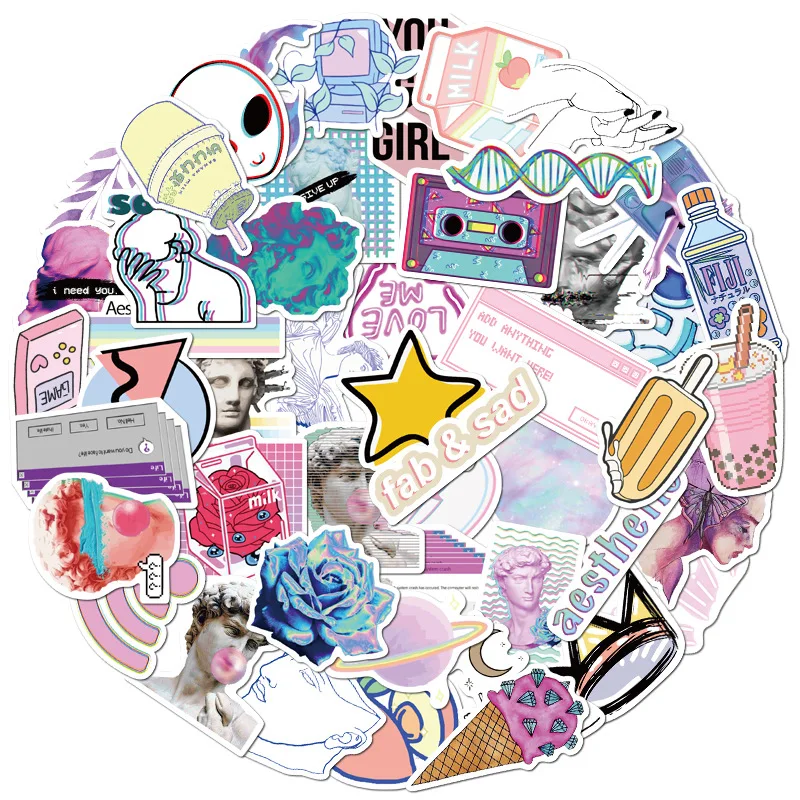 50 прекрасных психоделических стикеров в стиле steam wave наклейки VSCO Стикеры для