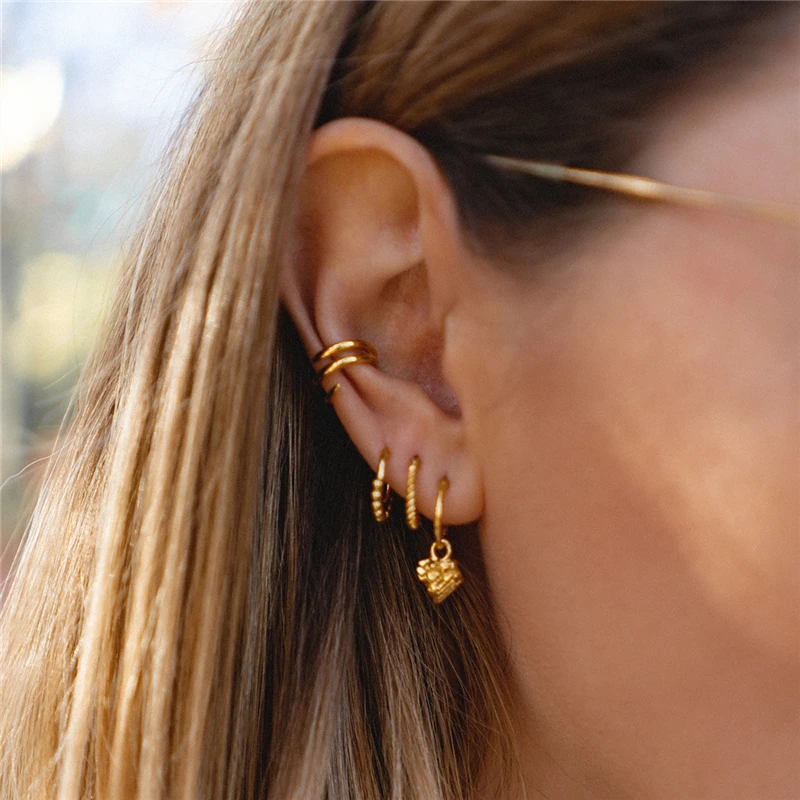 

Ear clip female gold color no hole 925 sterling silver temperament restore without piercing No Pierced For Women Girls