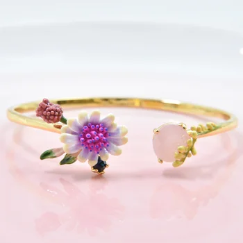 

2020 New Love Bracelet Pulseiras Feminina French Designer Manually Lele Les Flowers Symphony Anemone Flower Gem Enamel Bangles