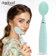 Портативная электрическая Очищающая щетка для лица, водонепроницаемый силиконовый инструмент для глубокой очистки, ручной массаж пор, мытье лица, уход за кожей