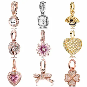 

Sparkling Shine Love Knot Schleife Bow Queen Bee Honeycomb Lace 925 Sterling Silver Beads Fit Bracelet DIY Jewelry